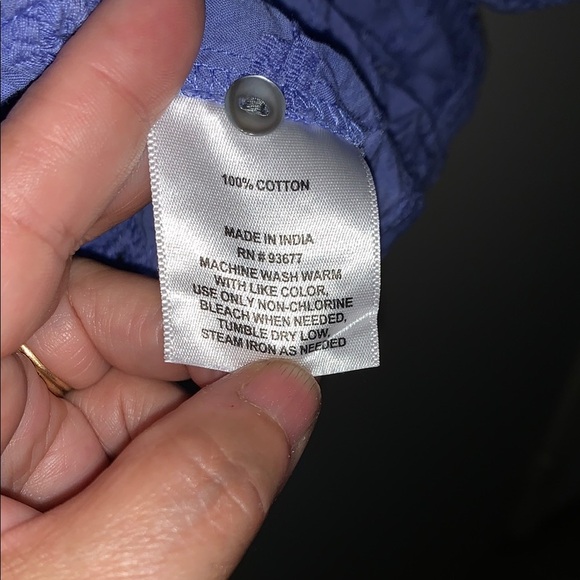 Gently Loved Women's Blue Eyelet Embroidered Top by St Johns Bay - Picture 7 of 7